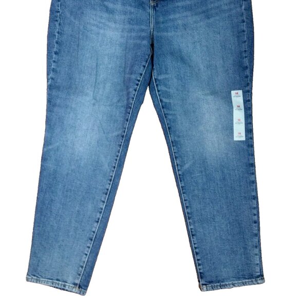 OLD NAVY OG STRAIGHT HIGH RISE JEANS WOMENS 18 BLUE STRETCH DENIM ANKLE 39"x28" - Picture 2 of 16